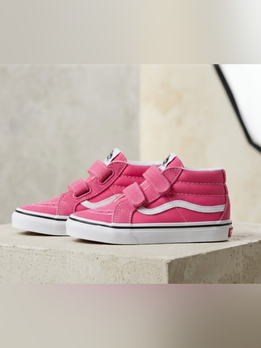 NEW! Vans VANS KIDS Sk8-Mid Reissue Hook and Loop Shoes Pink Size 9 New